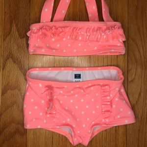 Itsy bitsy teeny weeny orange polka dot bikini!